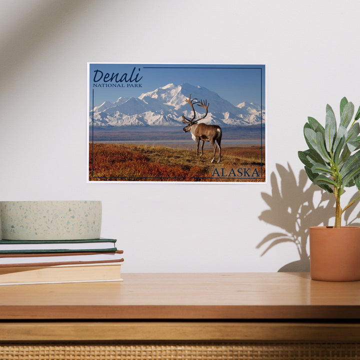 Denali National Park, Alaska, Caribou and Denali, Art & Giclee Prints - Lantern Press