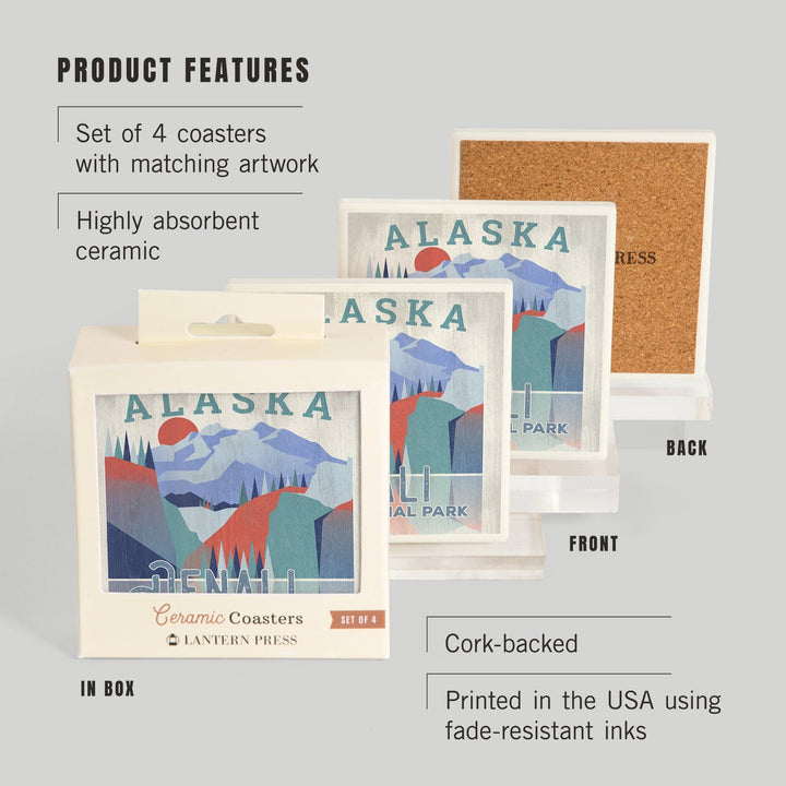 Denali National Park, Alaska, Coasters Coasters Lantern Press