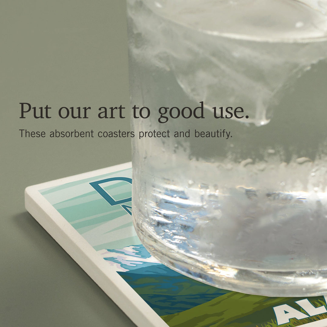 Denali National Park, Alaska, Moose Scene, Coasters Coasters Lantern Press