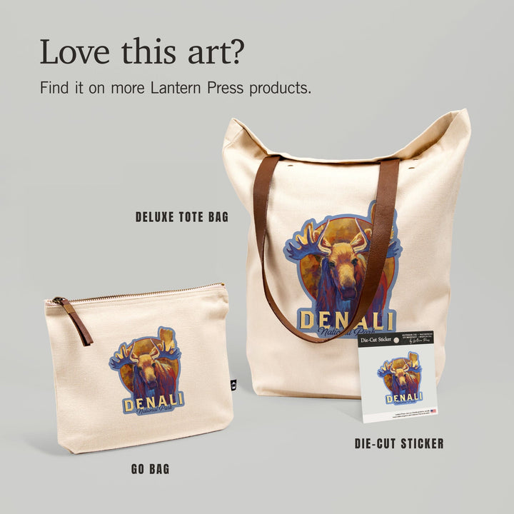 Denali National Park, Alaska, Moose, Vivid, Contour, Lantern Press Artwork, Vinyl Sticker - Lantern Press