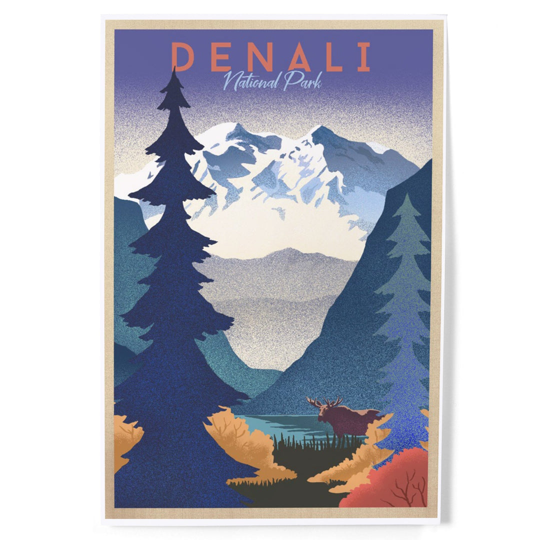 Denali National Park, Alaska, Mountain Scene, Lithograph, Art & Giclee Prints - Lantern Press