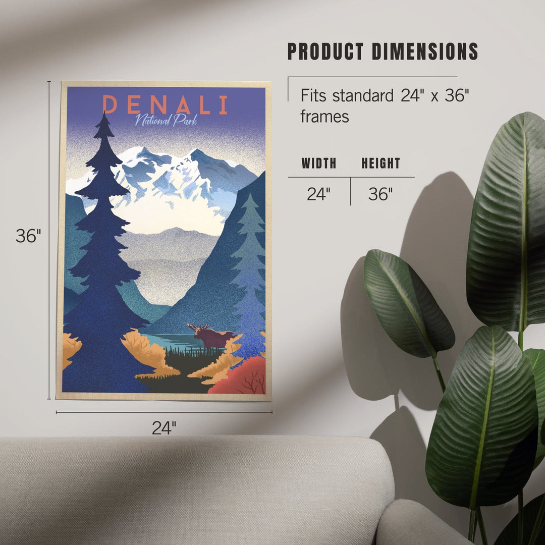 Denali National Park, Alaska, Mountain Scene, Lithograph, Art & Giclee Prints - Lantern Press