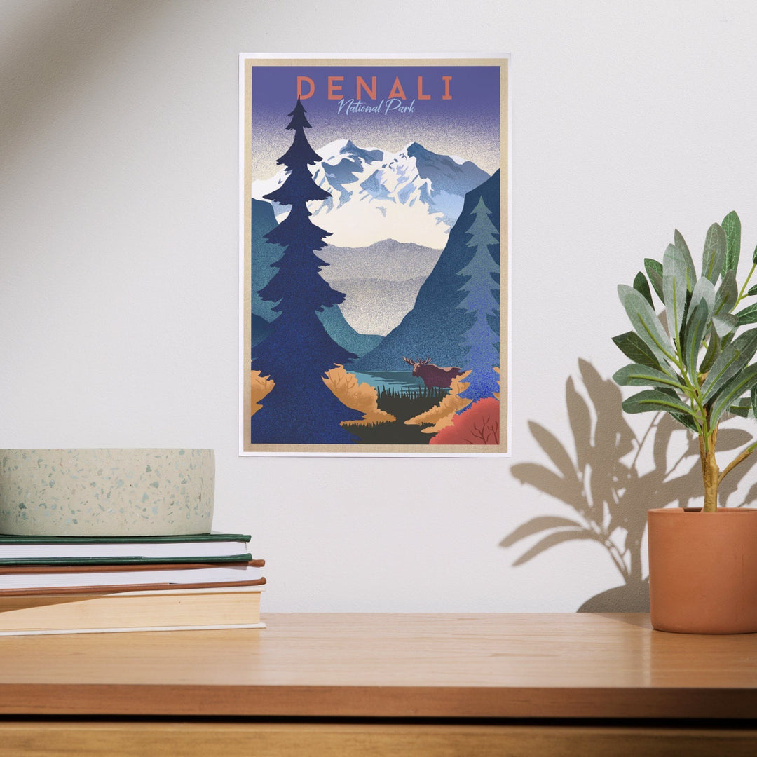 Denali National Park, Alaska, Mountain Scene, Lithograph, Art & Giclee Prints - Lantern Press