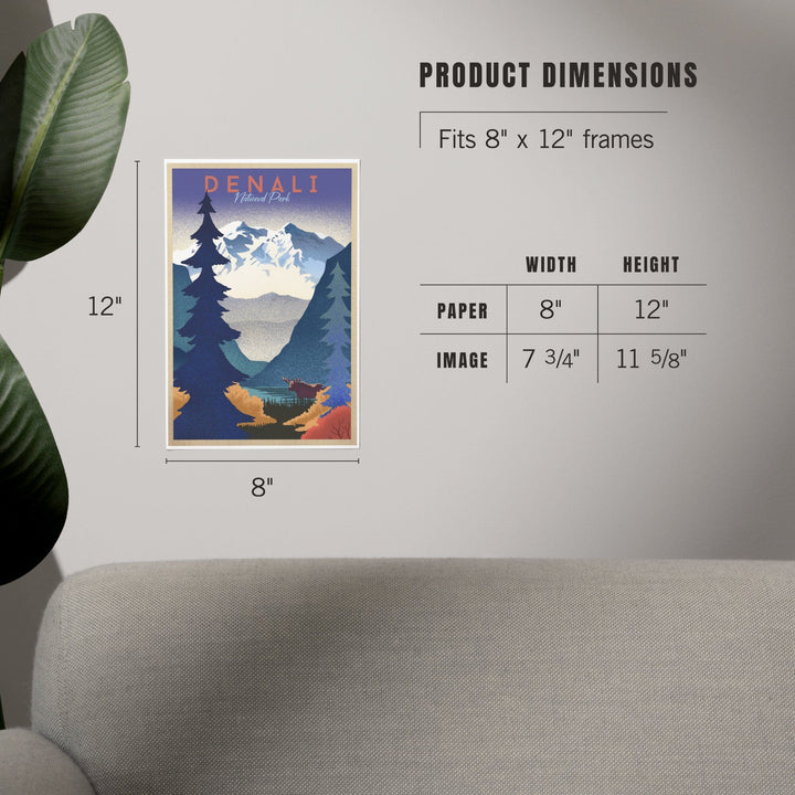 Denali National Park, Alaska, Mountain Scene, Lithograph, Art & Giclee Prints - Lantern Press