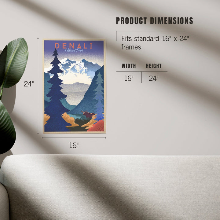 Denali National Park, Alaska, Mountain Scene, Lithograph, Art & Giclee Prints - Lantern Press