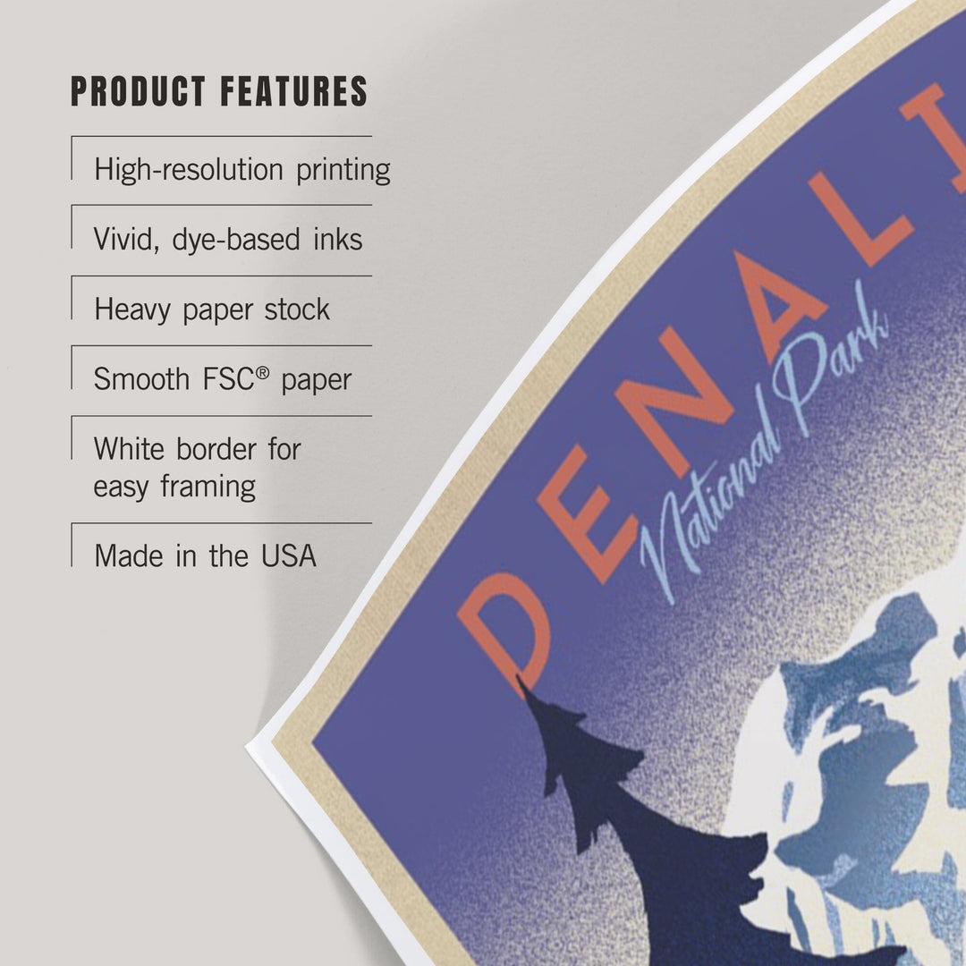 Denali National Park, Alaska, Mountain Scene, Lithograph, Art & Giclee Prints - Lantern Press