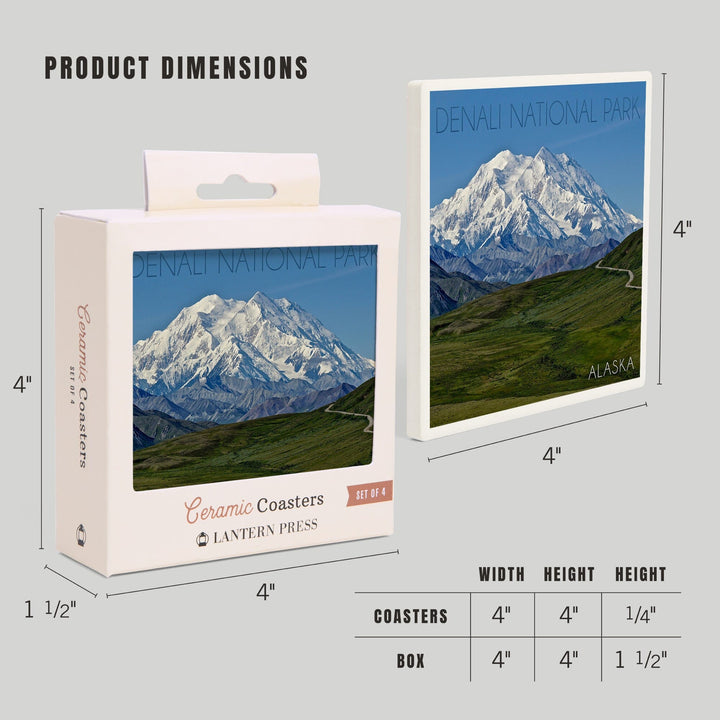 Denali National Park, Alaska, Mountain View, Coasters Coasters Lantern Press