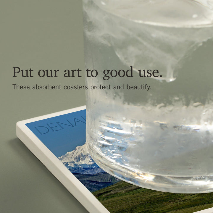 Denali National Park, Alaska, Mountain View, Coasters Coasters Lantern Press