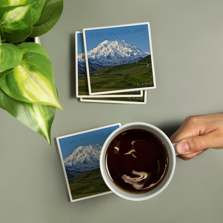 Denali National Park, Alaska, Mountain View, Coasters Coasters Lantern Press