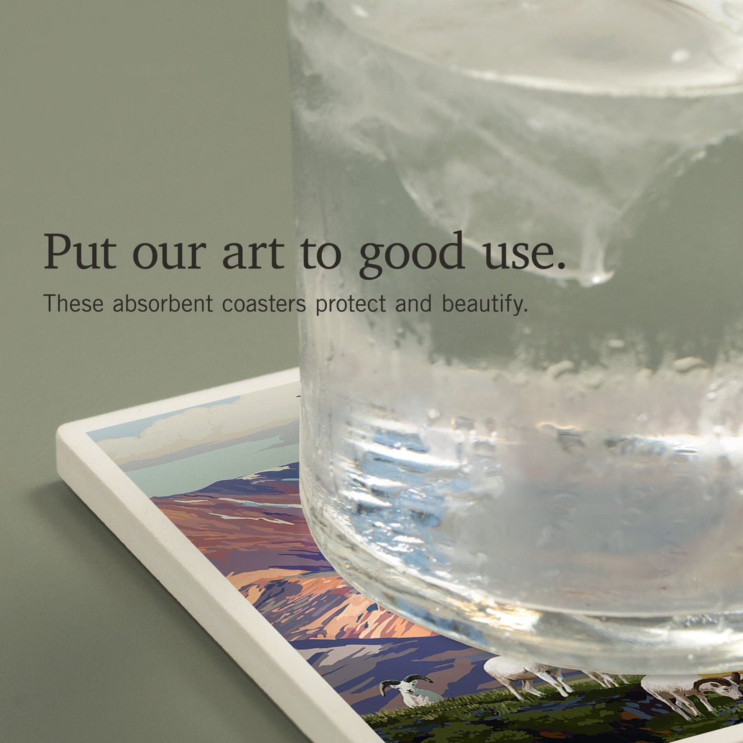 Denali National Park, Alaska, Painterly National Park Series, Coasters Coasters Lantern Press