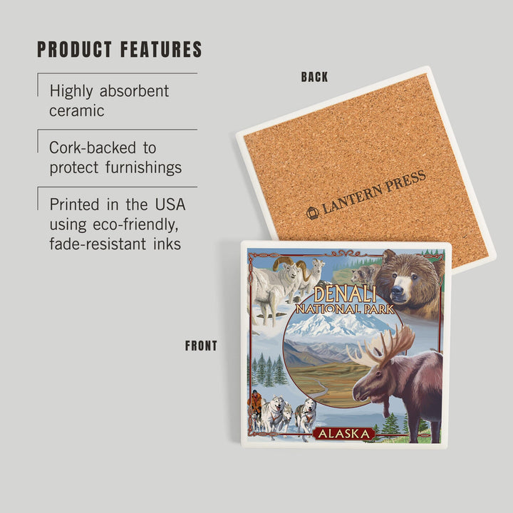 Denali National Park, Alaska, Park Views, Coasters Coasters Lantern Press