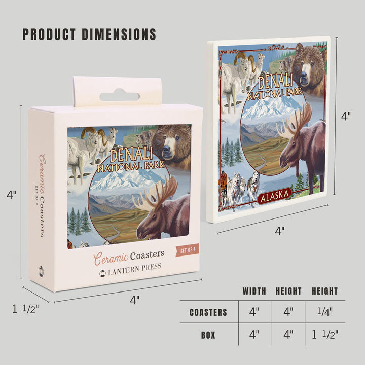 Denali National Park, Alaska, Park Views, Coasters Coasters Lantern Press