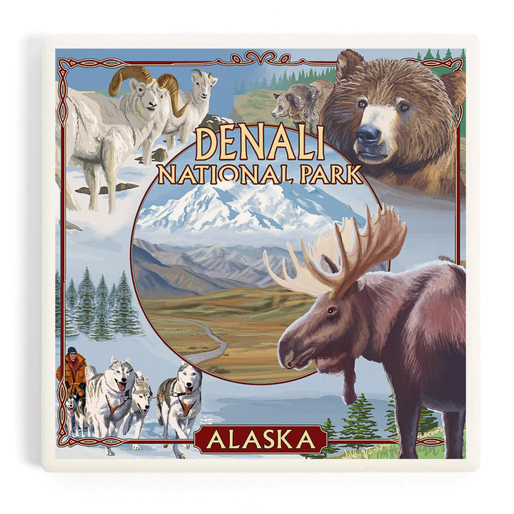 Denali National Park, Alaska, Park Views, Coasters Coasters Lantern Press Coaster
