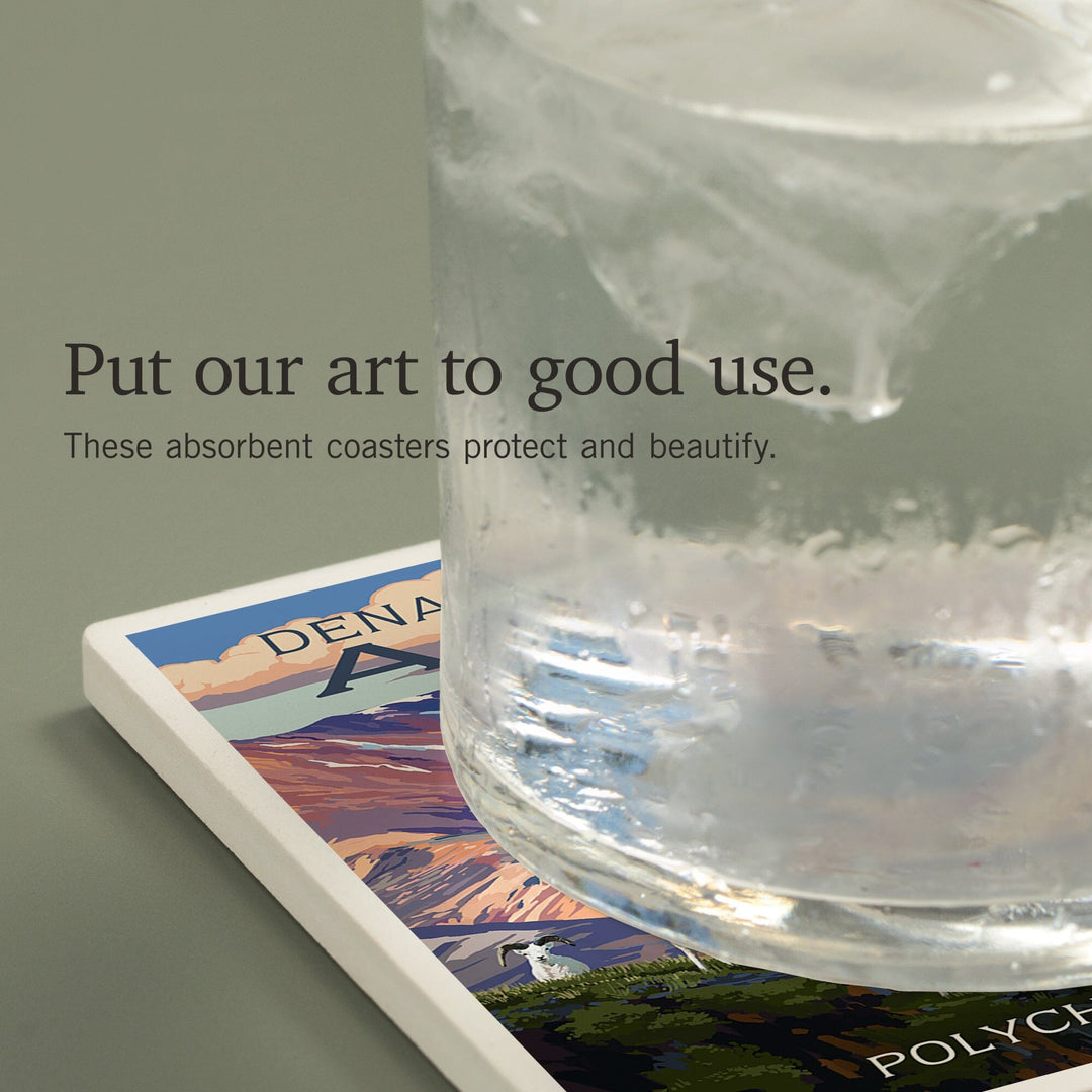 Denali National Park, Alaska, Polychrome Pass, Painterly Series, Coasters Coasters Lantern Press