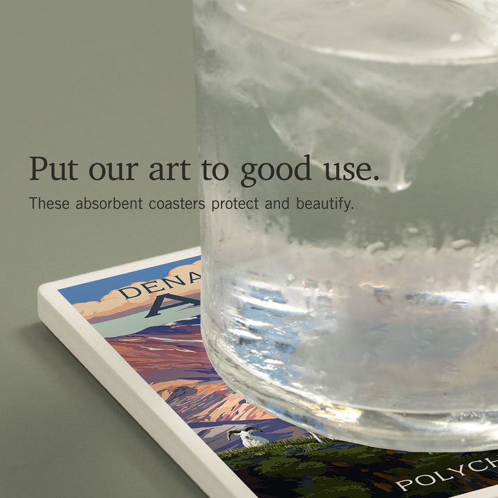 Denali National Park, Alaska, Polychrome Pass, Painterly Series, Coasters Coasters Lantern Press