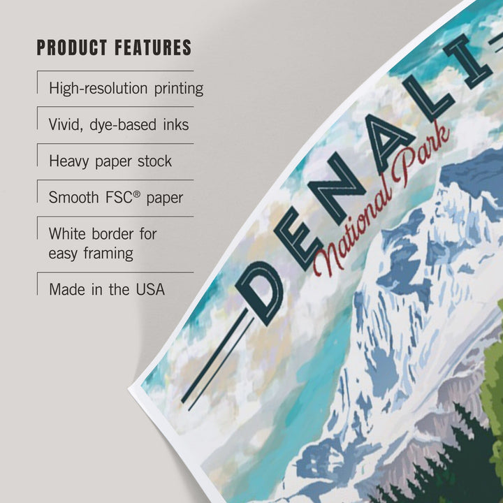 Denali National Park, Alaska, Retro Camper on Road, Art & Giclee Prints Art Lantern Press