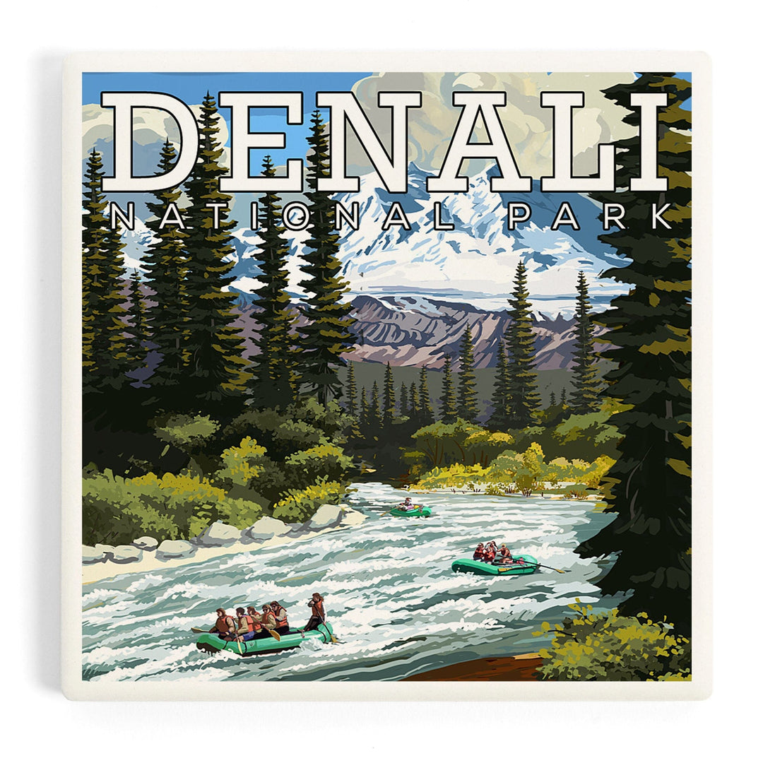 Denali National Park, Alaska, River Rafting, Coasters Coasters Lantern Press
