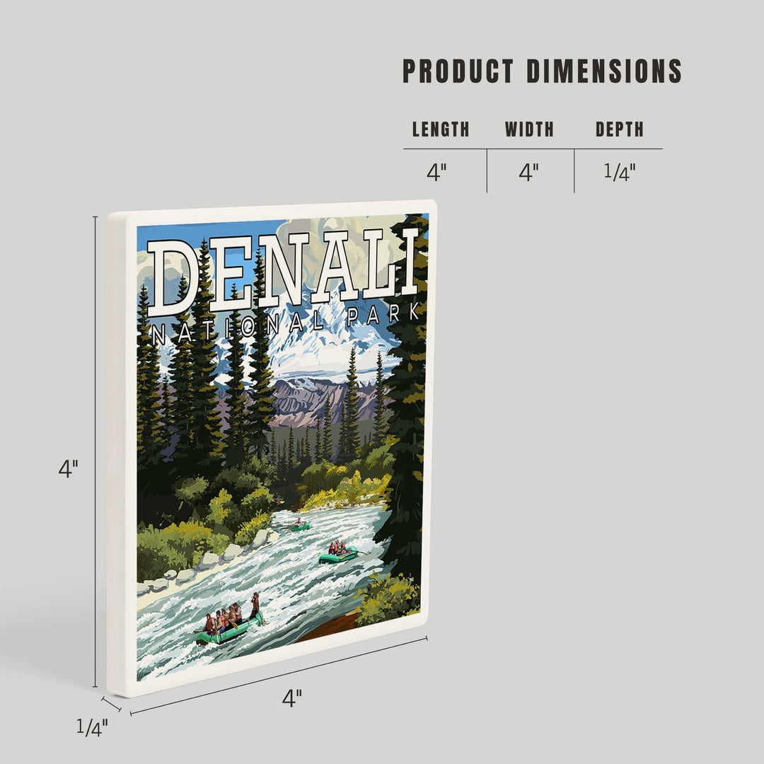 Denali National Park, Alaska, River Rafting, Coasters Coasters Lantern Press