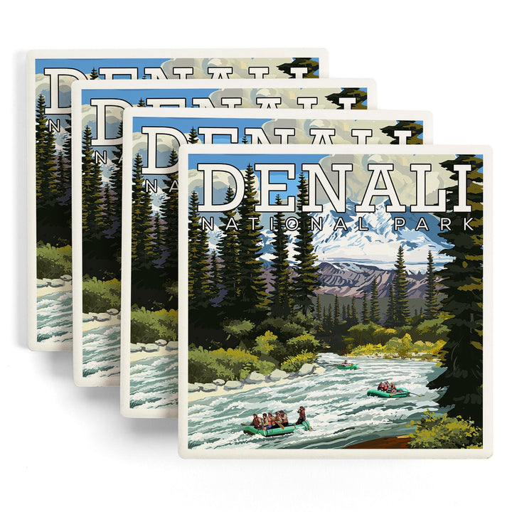 Denali National Park, Alaska, River Rafting, Coasters Coasters Lantern Press