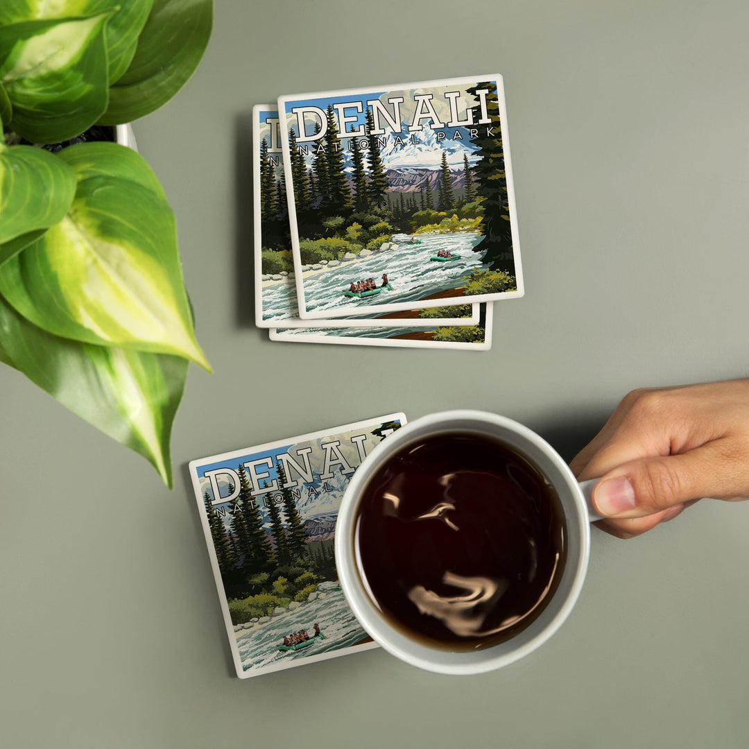 Denali National Park, Alaska, River Rafting, Coasters Coasters Lantern Press