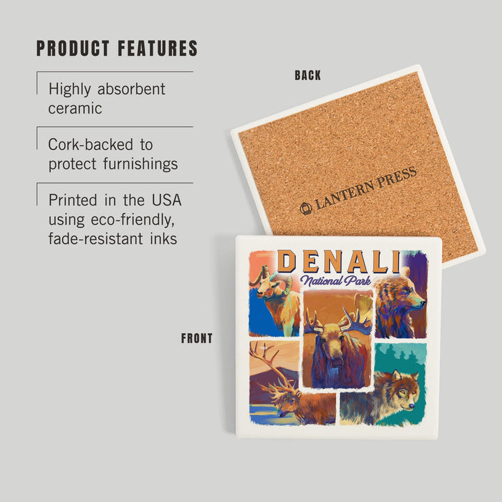 Denali National Park, Alaska, Vivid Animals, Coasters Coasters Lantern Press