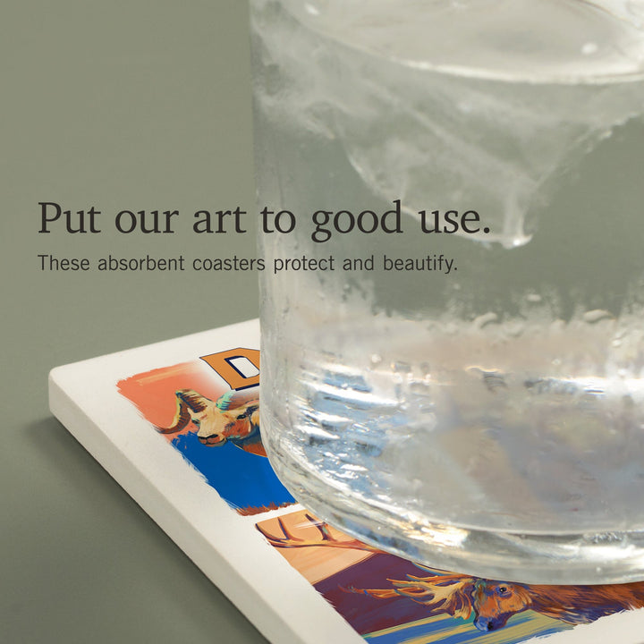 Denali National Park, Alaska, Vivid Animals, Coasters Coasters Lantern Press