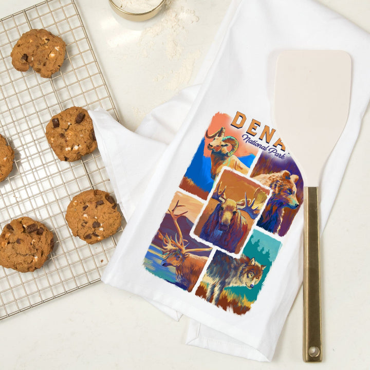 Denali National Park, Alaska, Vivid Animals, Organic Cotton Kitchen Tea Towels Kitchen Lantern Press