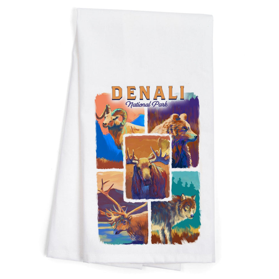 Denali National Park, Alaska, Vivid Animals, Organic Cotton Kitchen Tea Towels Kitchen Lantern Press