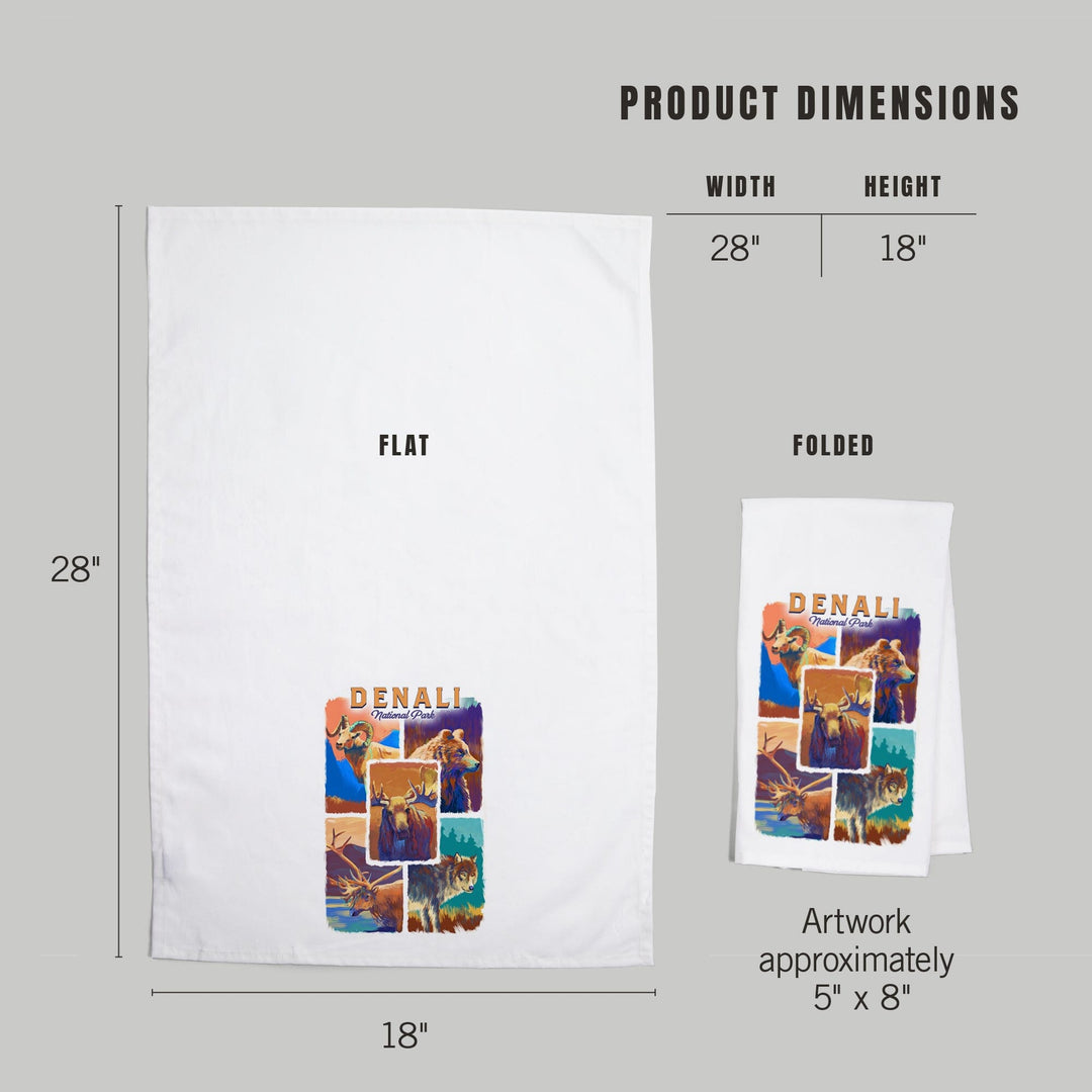 Denali National Park, Alaska, Vivid Animals, Organic Cotton Kitchen Tea Towels Kitchen Lantern Press