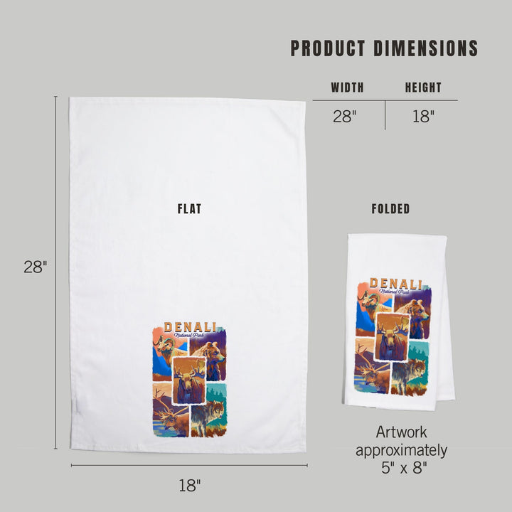 Denali National Park, Alaska, Vivid Animals, Organic Cotton Kitchen Tea Towels Kitchen Lantern Press