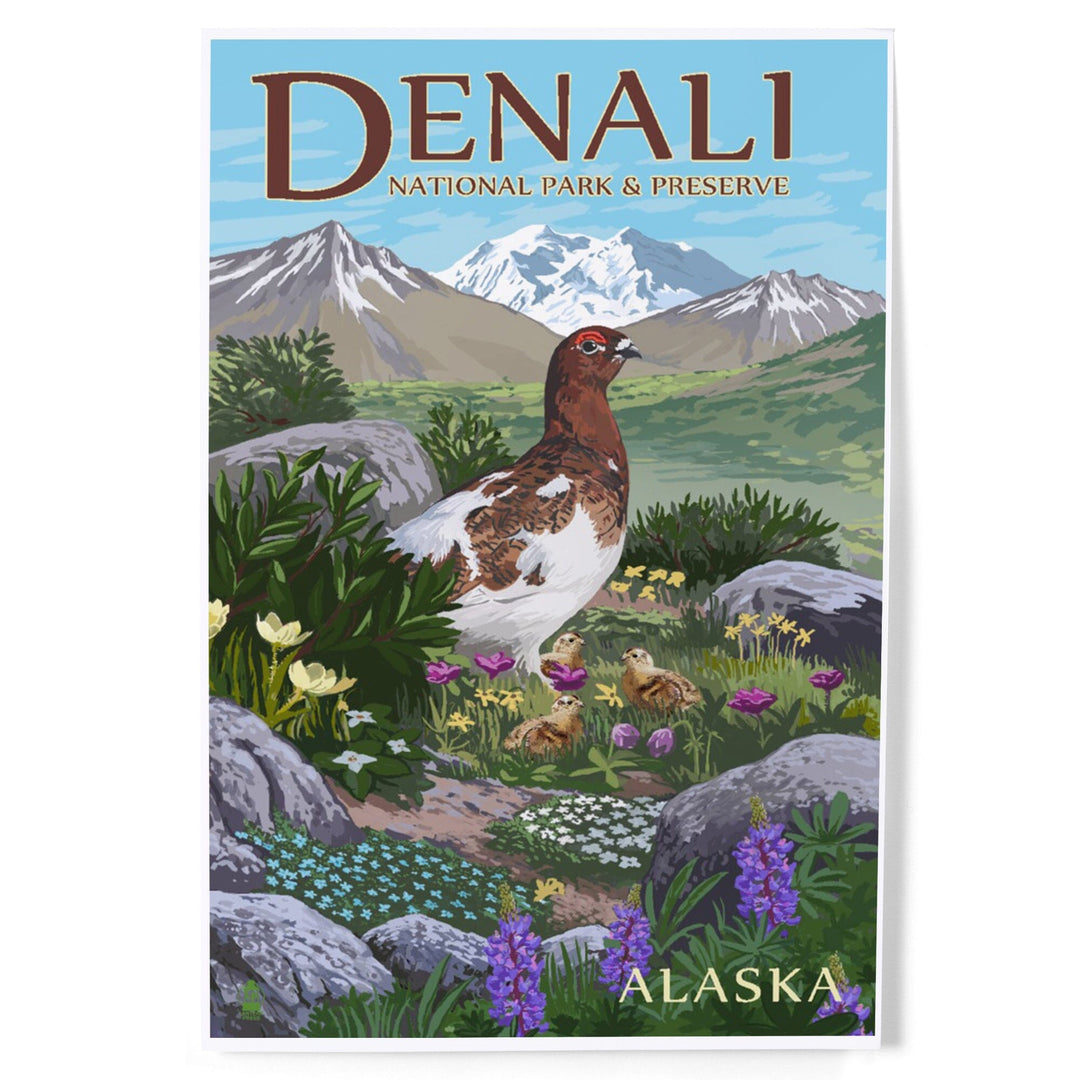 Denali National Park and Preserve, Alaska, Ptarmigan, Art & Giclee Prints Art Lantern Press 12 x 18 Art Print
