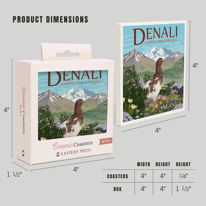 Denali National Park and Preserve, Alaska, Ptarmigan, Coasters Coasters Lantern Press