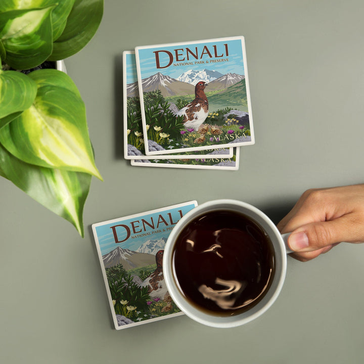 Denali National Park and Preserve, Alaska, Ptarmigan, Coasters Coasters Lantern Press