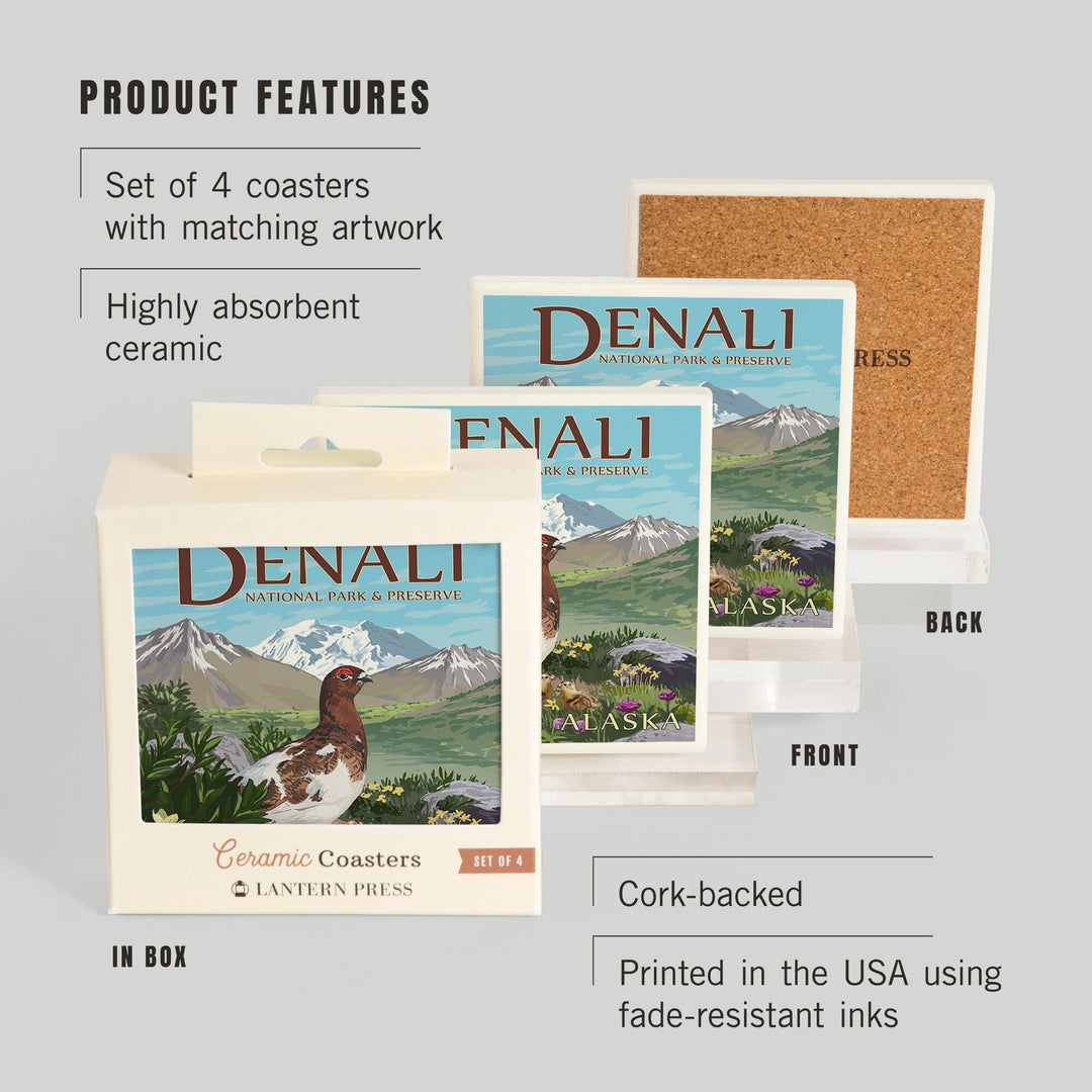 Denali National Park and Preserve, Alaska, Ptarmigan, Coasters Coasters Lantern Press