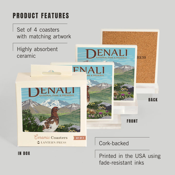 Denali National Park and Preserve, Alaska, Ptarmigan, Coasters Coasters Lantern Press