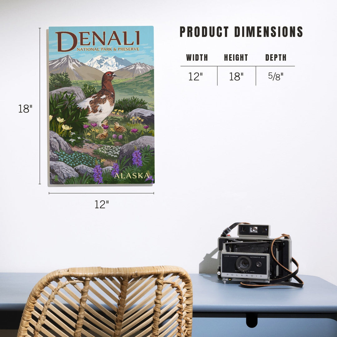 Denali National Park and Preserve, Alaska, Ptarmigan, Wood Signs and Postcards Wood Lantern Press