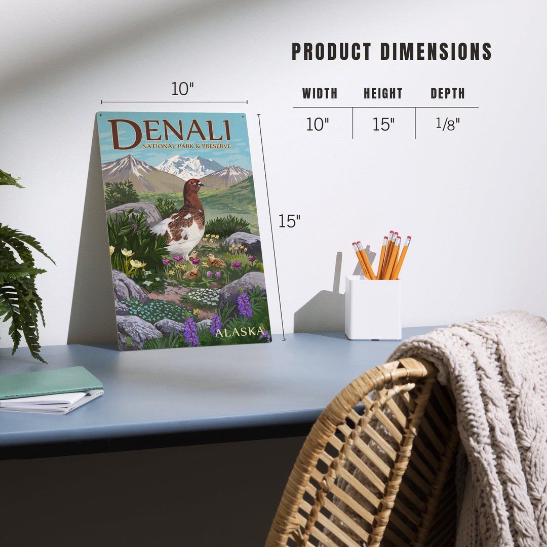 Denali National Park and Preserve, Alaska, Ptarmigan, Wood Signs and Postcards Wood Lantern Press