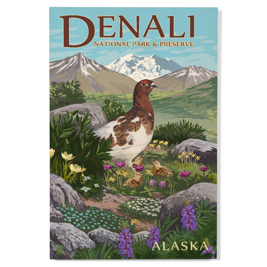 Denali National Park and Preserve, Alaska, Ptarmigan, Wood Signs and Postcards Wood Lantern Press