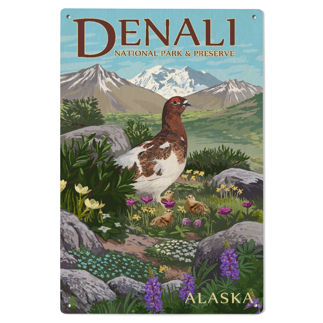 Denali National Park and Preserve, Alaska, Ptarmigan, Wood Signs and Postcards Wood Lantern Press
