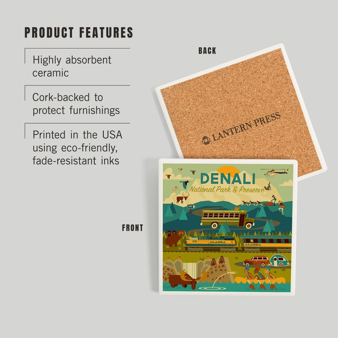 Denali National Park and Preserve, Geometric National Park Series, Coasters Coasters Lantern Press