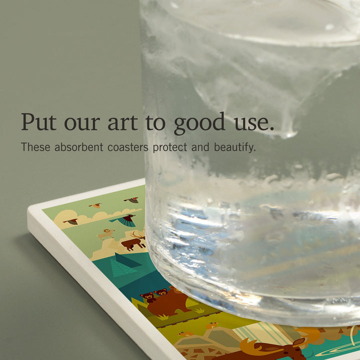 Denali National Park and Preserve, Geometric National Park Series, Coasters Coasters Lantern Press