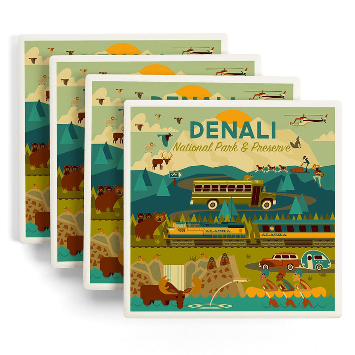 Denali National Park and Preserve, Geometric National Park Series, Coasters Coasters Lantern Press