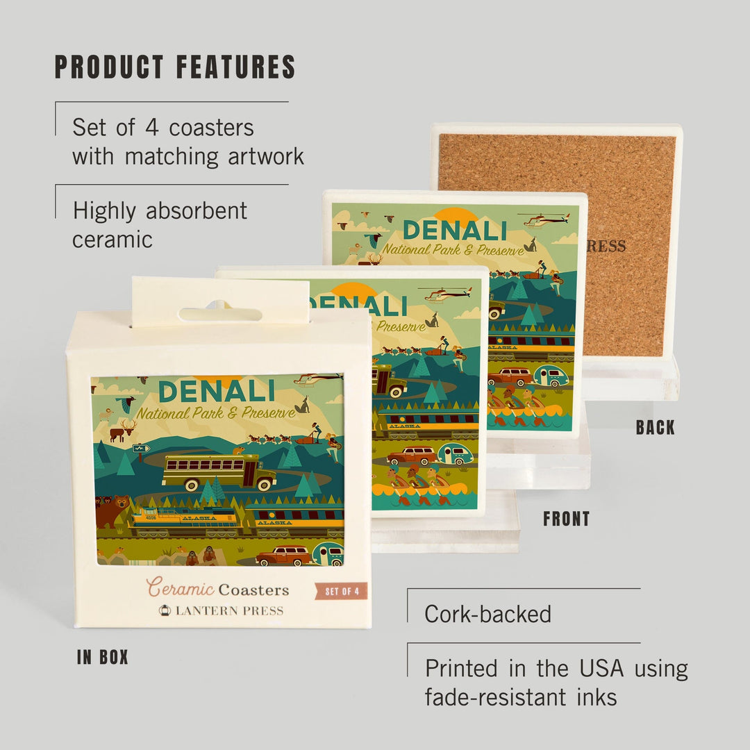Denali National Park and Preserve, Geometric National Park Series, Coasters Coasters Lantern Press