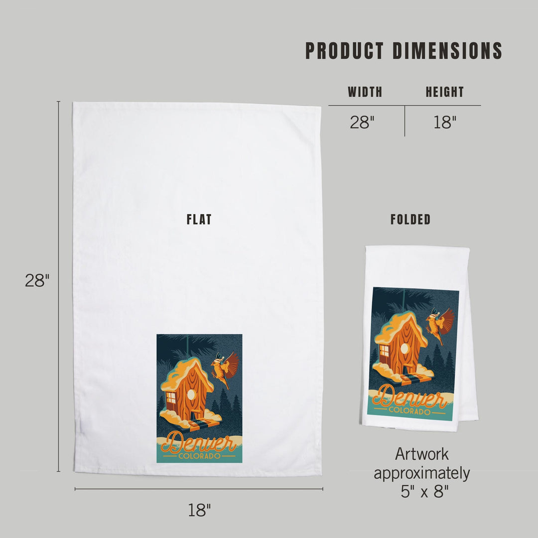 Denver, Colorado, Birdhouse, Organic Cotton Kitchen Tea Towels Kitchen Lantern Press