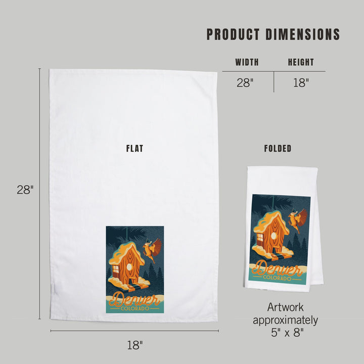 Denver, Colorado, Birdhouse, Organic Cotton Kitchen Tea Towels Kitchen Lantern Press