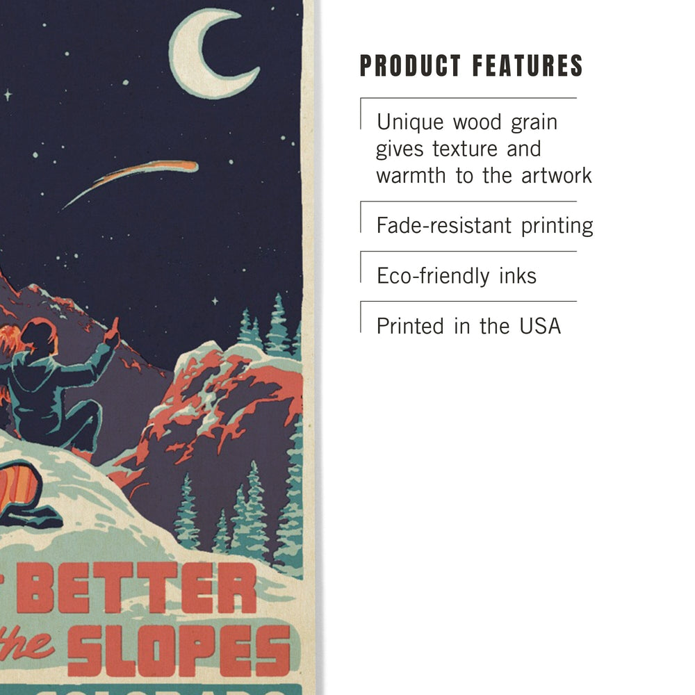Denver, Colorado, Life is Better on the Slopes, Wood Signs and Postcards - Lantern Press