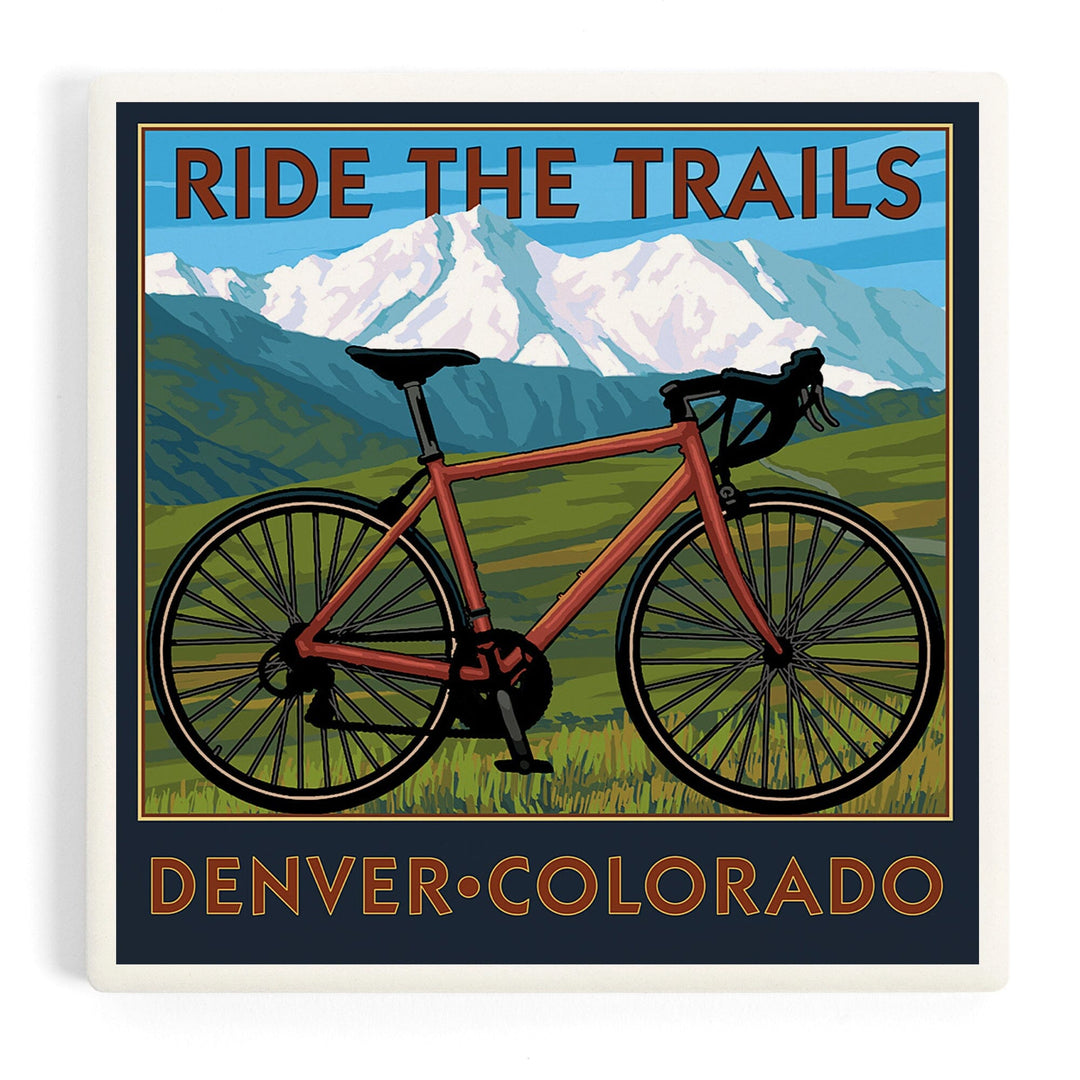 Denver, Colorado, Mountain Bike Scene, Coasters Coasters Lantern Press