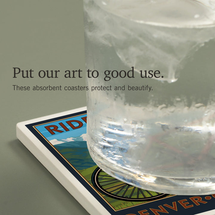 Denver, Colorado, Mountain Bike Scene, Coasters Coasters Lantern Press