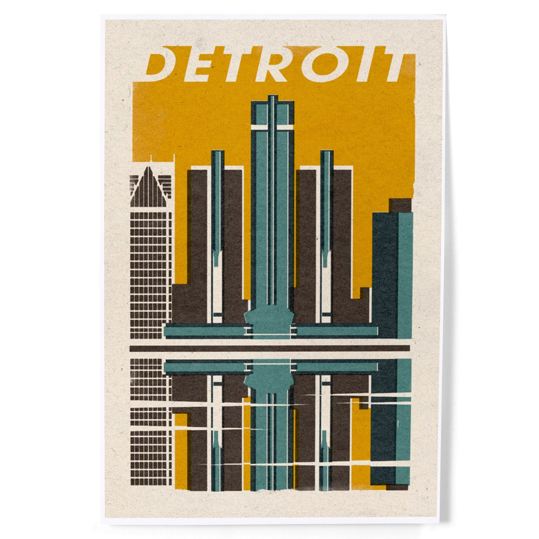 Detroit, Michigan, Woodblock, Art & Giclee Prints - Lantern Press