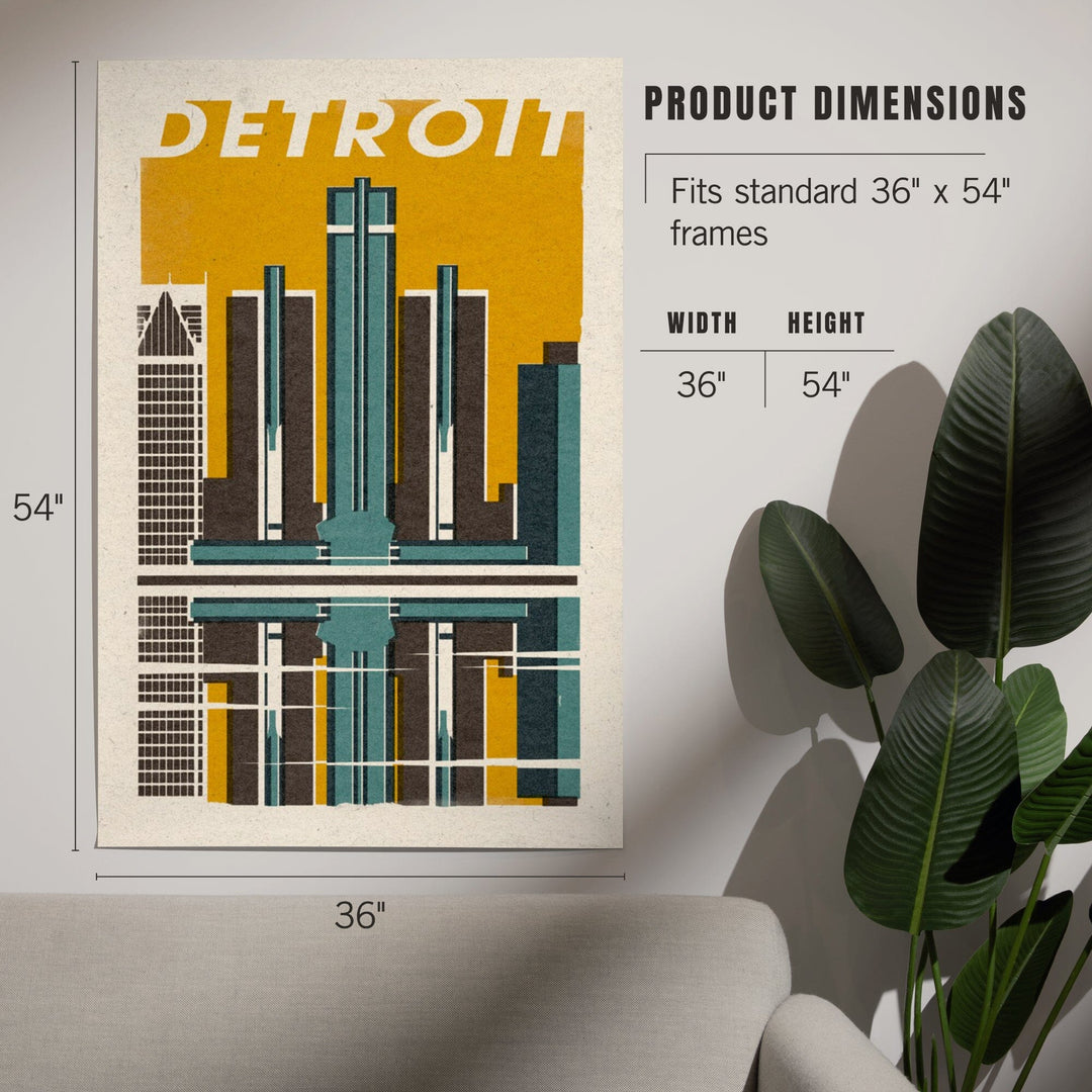 Detroit, Michigan, Woodblock, Art & Giclee Prints - Lantern Press